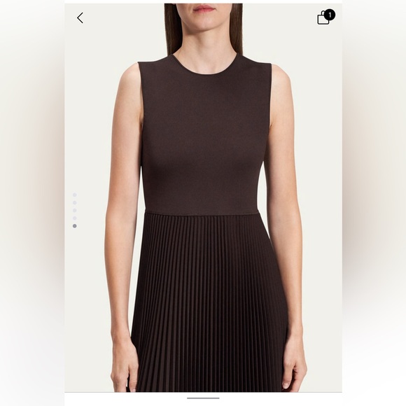 Theory Pleated Combo Dress in Stretch Wool-Blend - Picture 5 of 5
